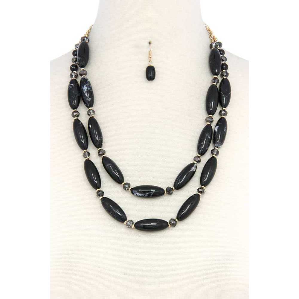 Oval Bead Layered Necklace - Picture 4 of 7